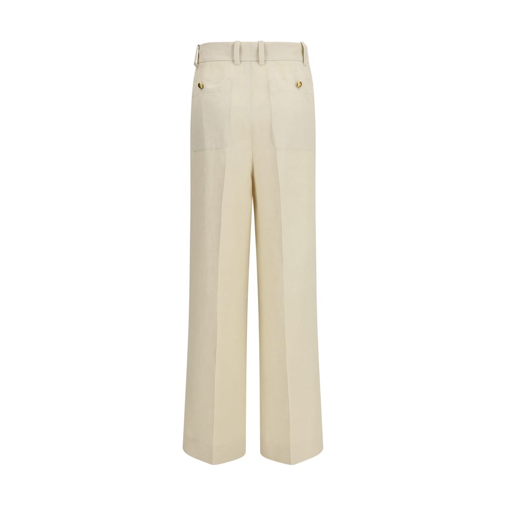 Beige Viscose Casual Pants