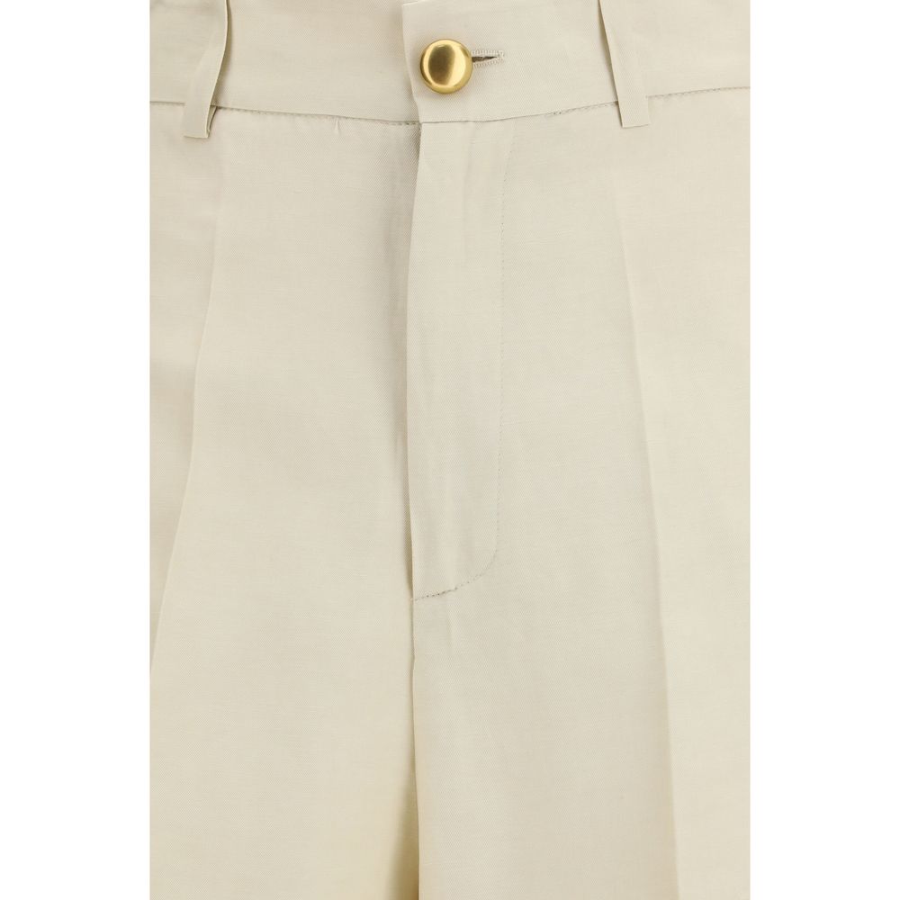 Beige Viscose Casual Pants