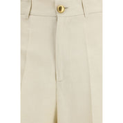 Beige Viscose Casual Pants