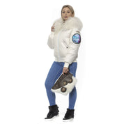 White Polyester Women Bomber Jacket