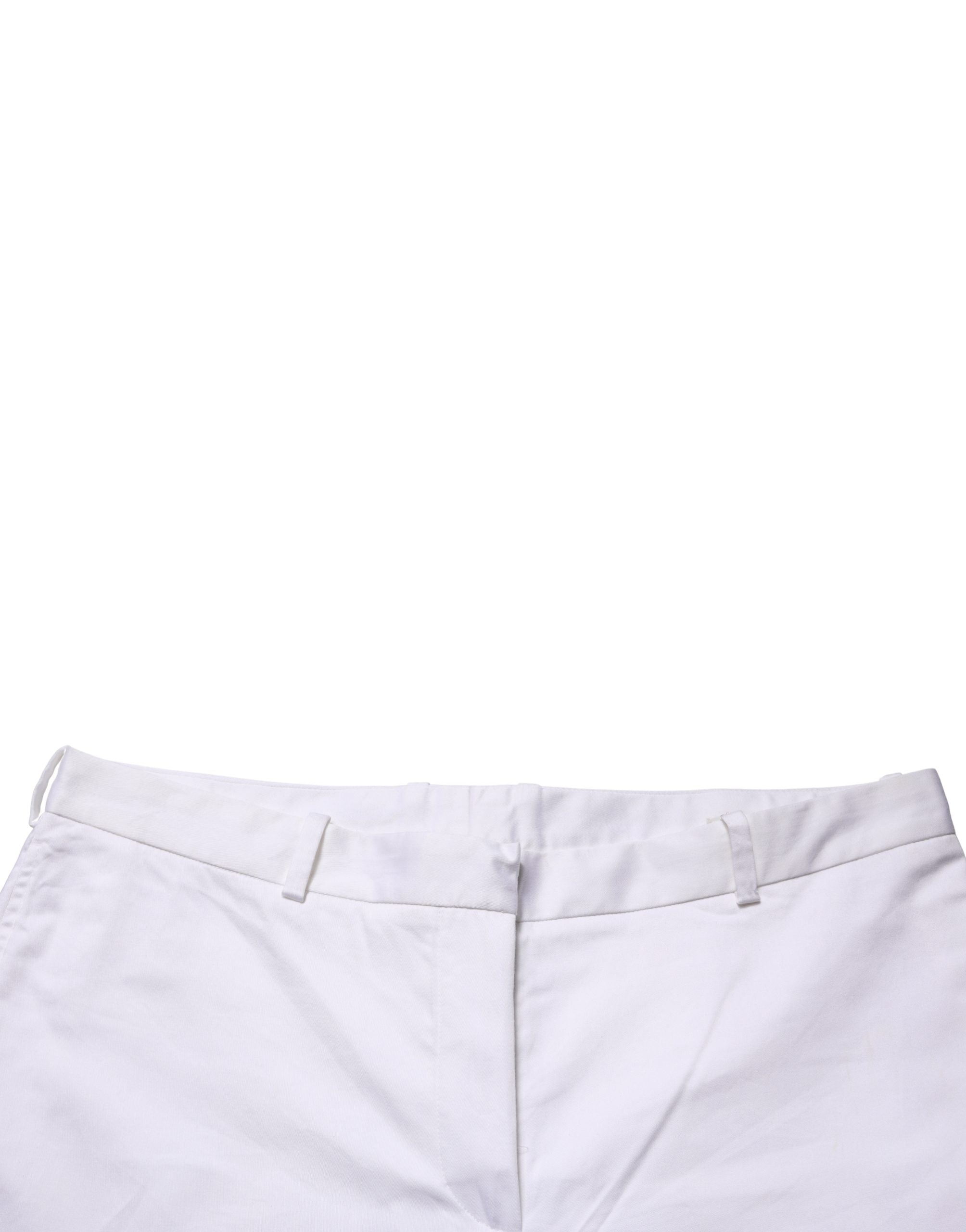White Mid Waist Straight Chino Women Trouser Pants