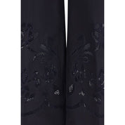 Blue Cotton Casual Pants