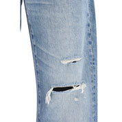 Blue Cotton Straight-Leg Jeans