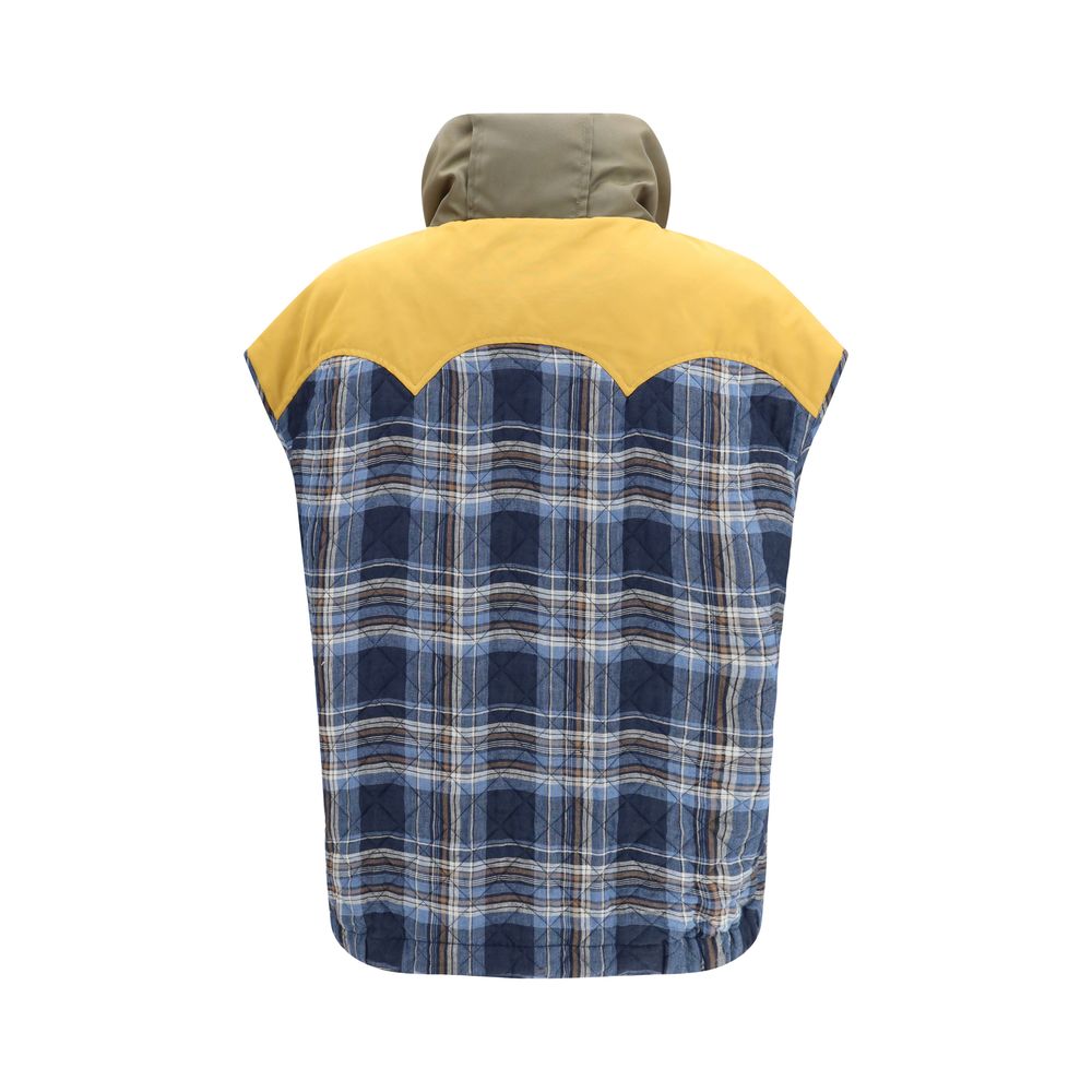 Blue Polyamide Sleveless Jacket