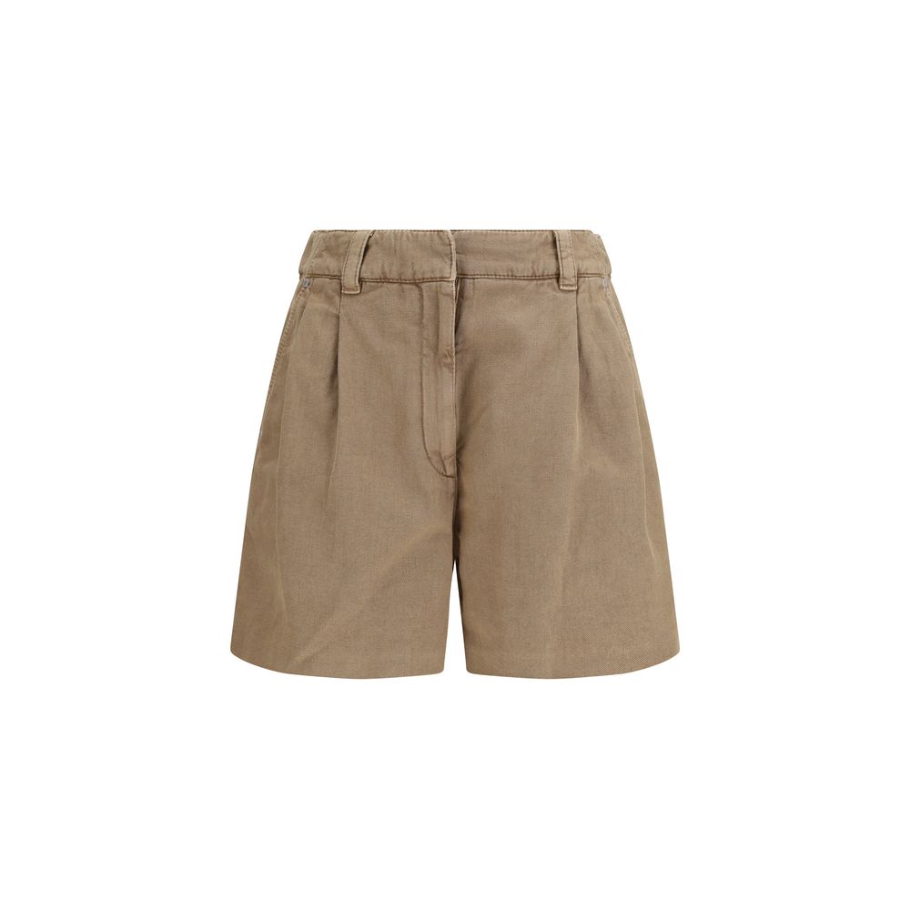 Beige Cotton Bermuda Shorts