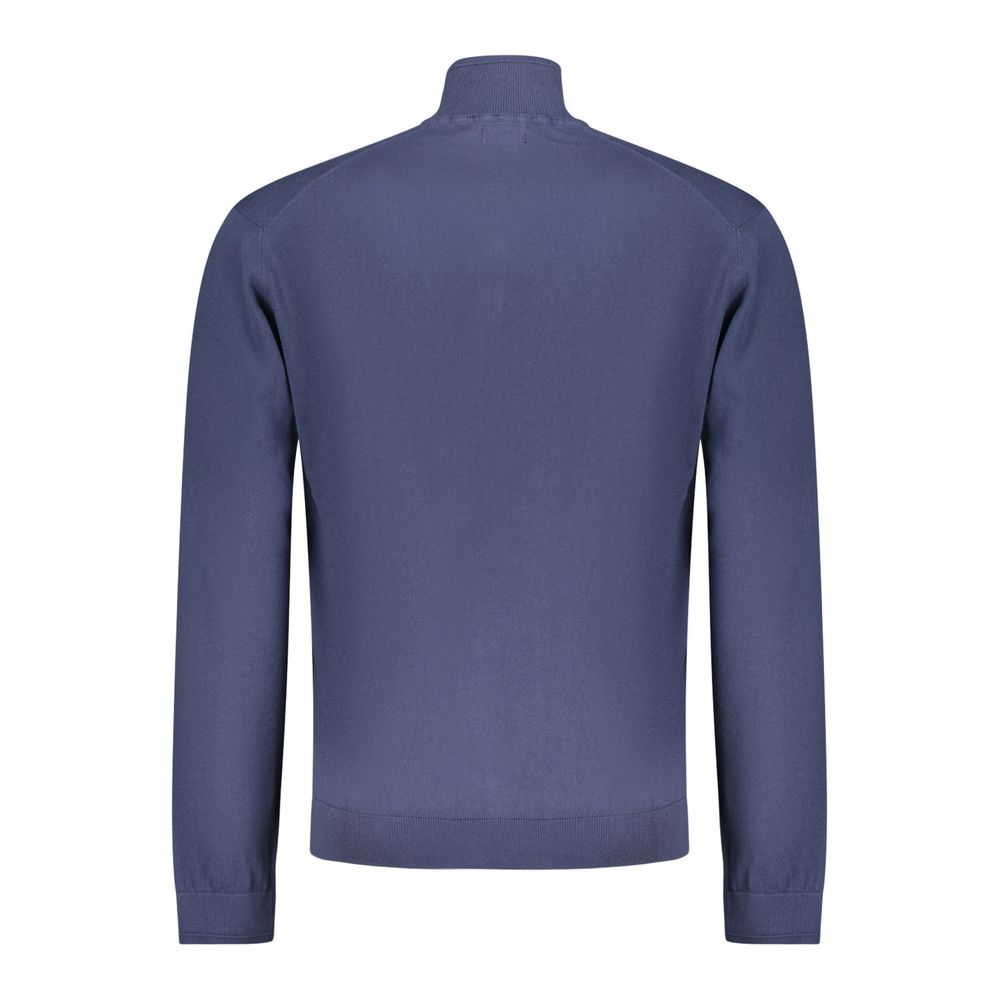 Blue Cotton Men Cardigan