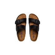 Black Synthetic Flat Sandals