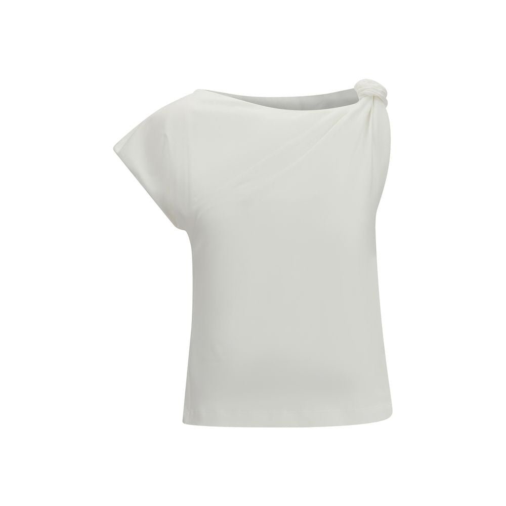 White Cotton Sleeveles T-Shirt