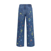 Blue Cotton High-Waisted Jean