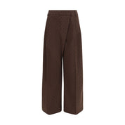 Brown Elastane Casual Pants
