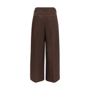 Brown Elastane Casual Pants