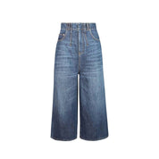 Blue Cotton High-Waisted Jean