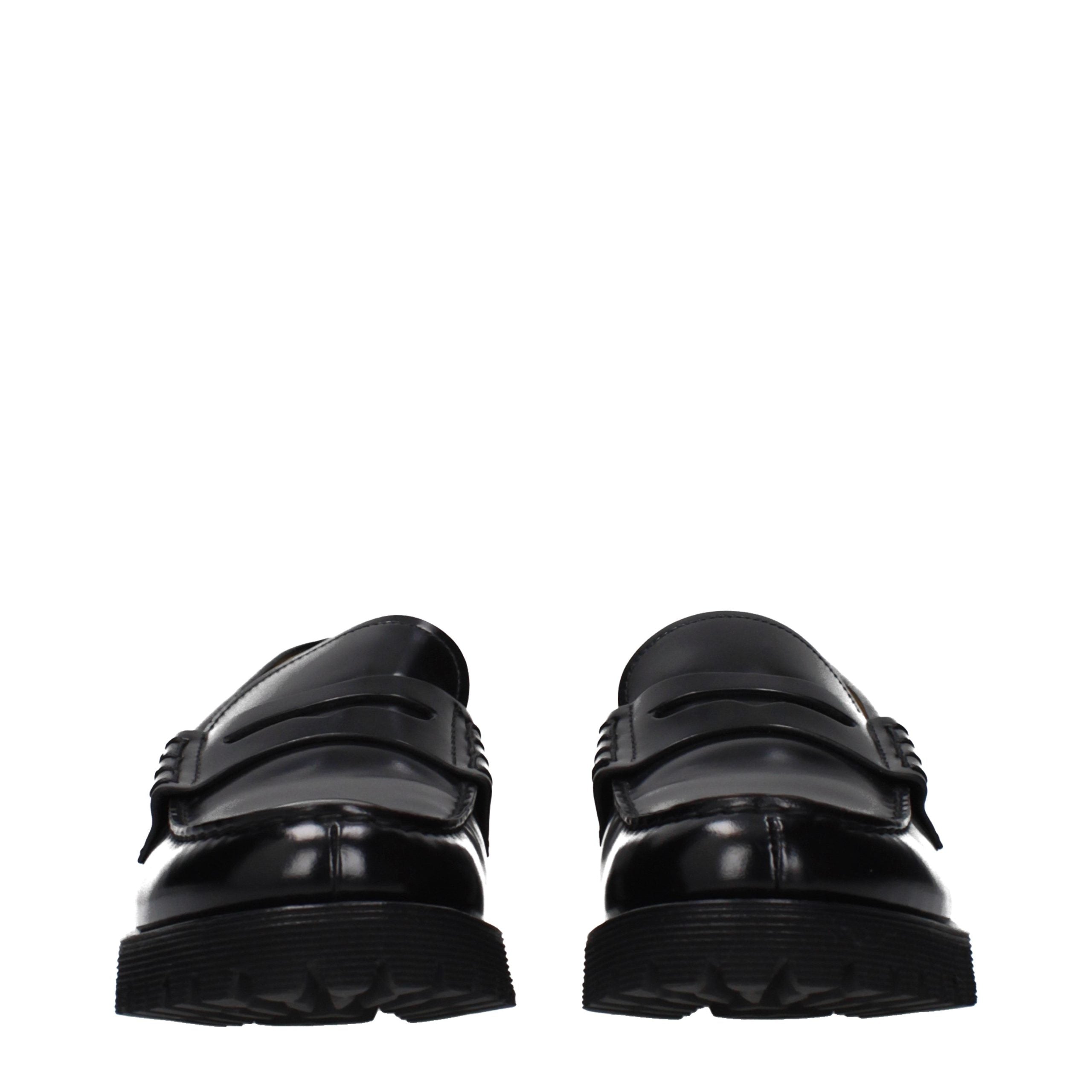 Black Leather Slip-On Loafers