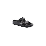 Black Polyester Flat Sandals