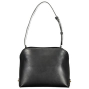 Black Polyurethane Women's Shoulder Bag