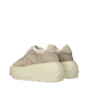 Beige Leather Chunky Sneakers