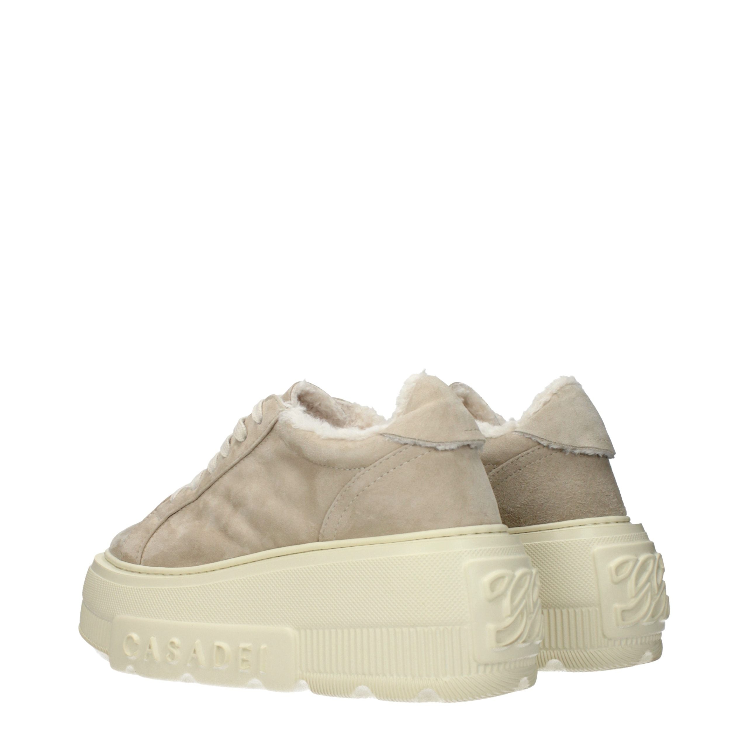 Beige Leather Chunky Sneakers