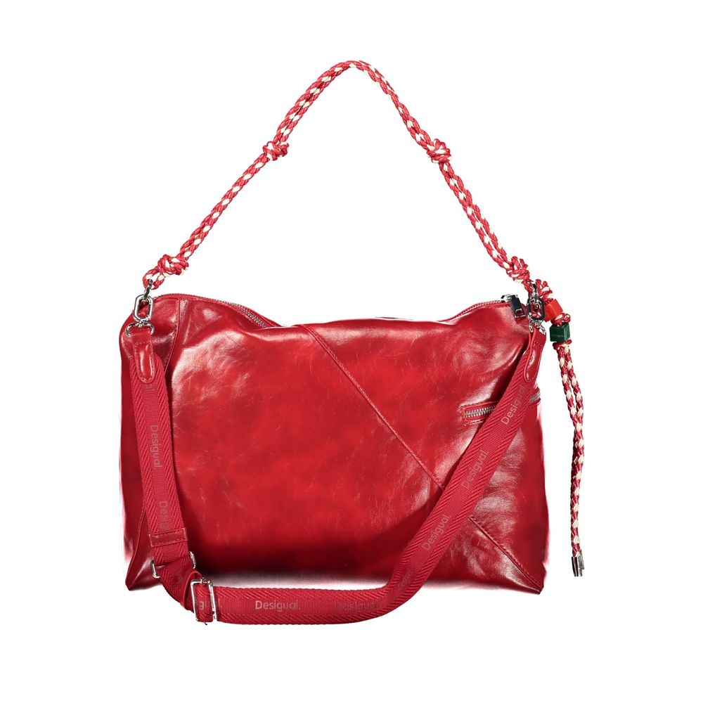 Red Polyurethane Women Handbag