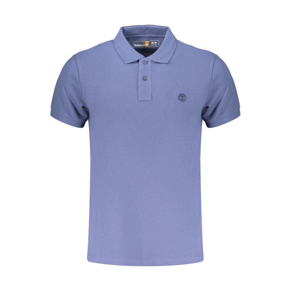 Blue Cotton Men Polo