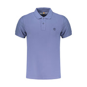 Blue Cotton Men Polo