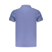 Blue Cotton Men Polo