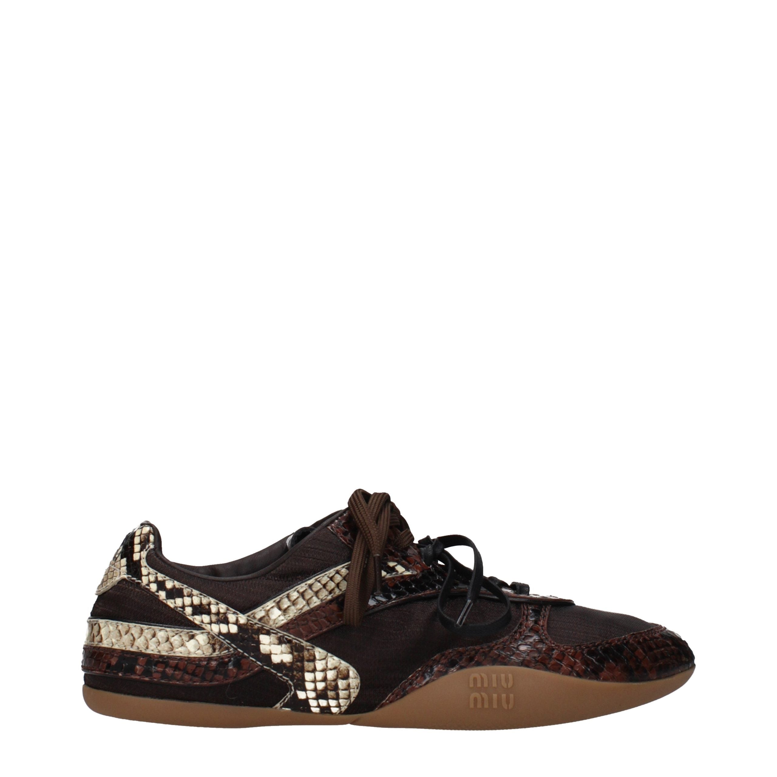 Brown Fabric Low Top Sneakers