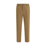 Beige Cotton Casual Pants