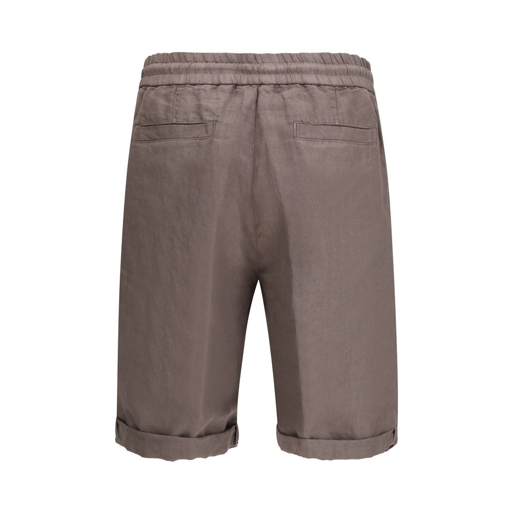 Brown Linen Bermuda Shorts