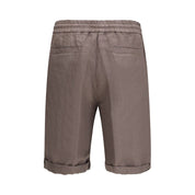 Brown Linen Bermuda Shorts