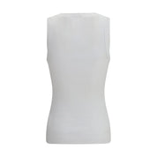 White Cotton Sleeveles T-Shirt
