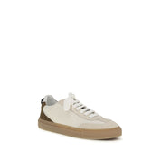 Beige Calf Leather Bos Taurus Low Top Sneakers