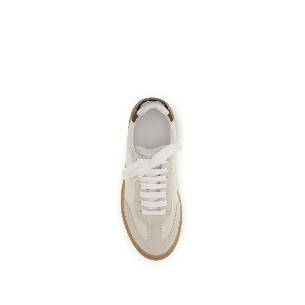 Beige Calf Leather Bos Taurus Low Top Sneakers