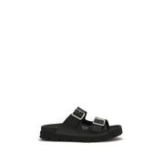 Black Calf Leather Bos Taurus Flat Sandals