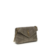 Gray Lamb Leather Shoulder Bag