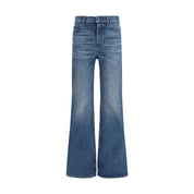 Blue Cotton Flared Jeans