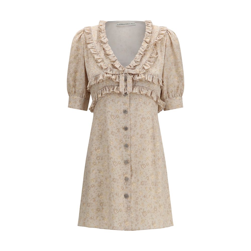 Beige Silk Casual Dress