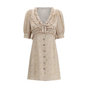 Beige Silk Casual Dress