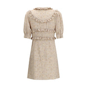 Beige Silk Casual Dress