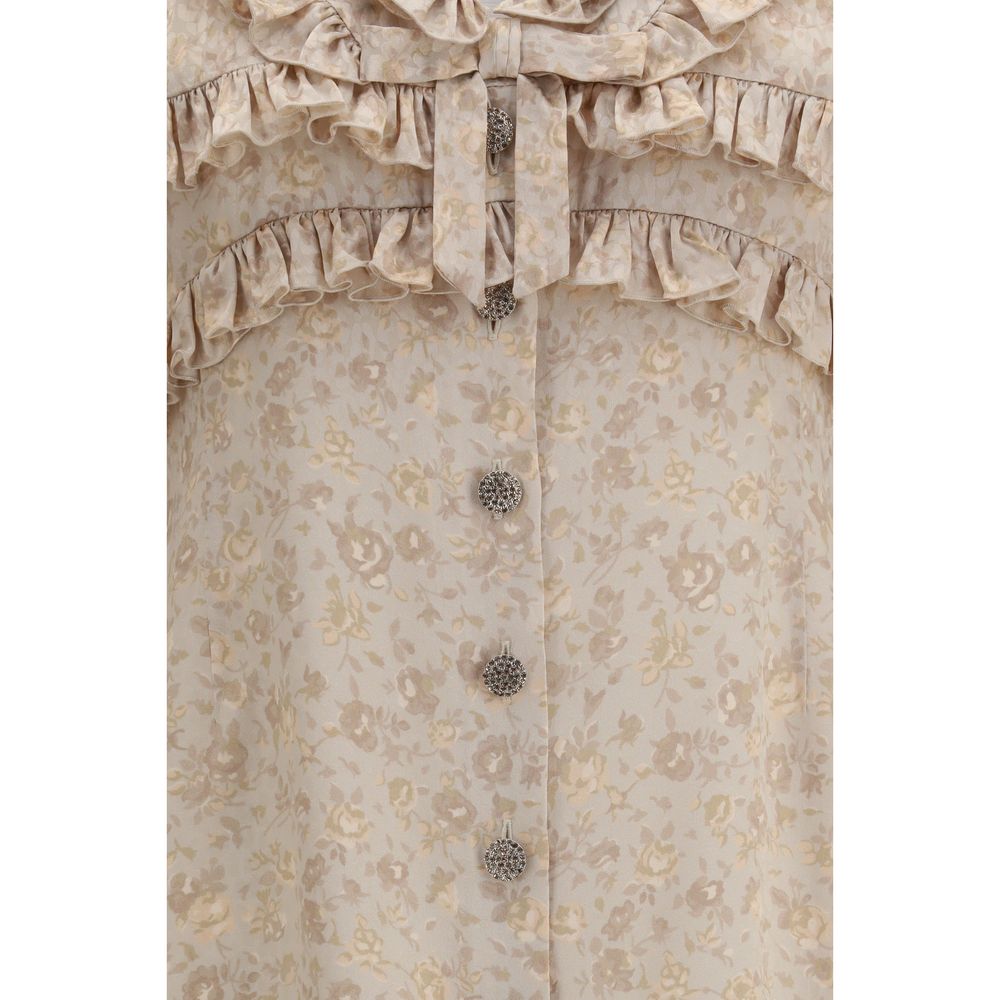 Beige Silk Casual Dress