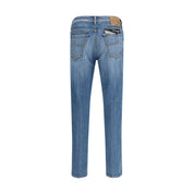 Blue Cotton Cropped Jeans