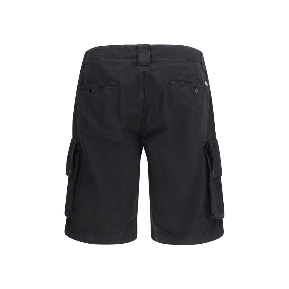 Black Cotton Bermuda Shorts
