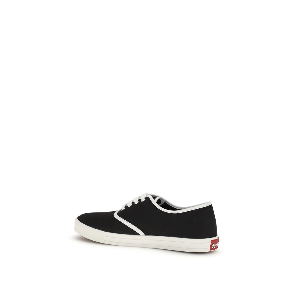 Black Cotton Low Top Sneakers