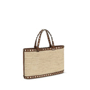 Beige Raffia Shoulder Bag