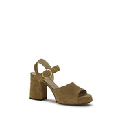 Beige Calf Leather Bos Taurus Platform Sandals