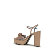 Beige Calf Leather Bos Taurus Platform Sandals