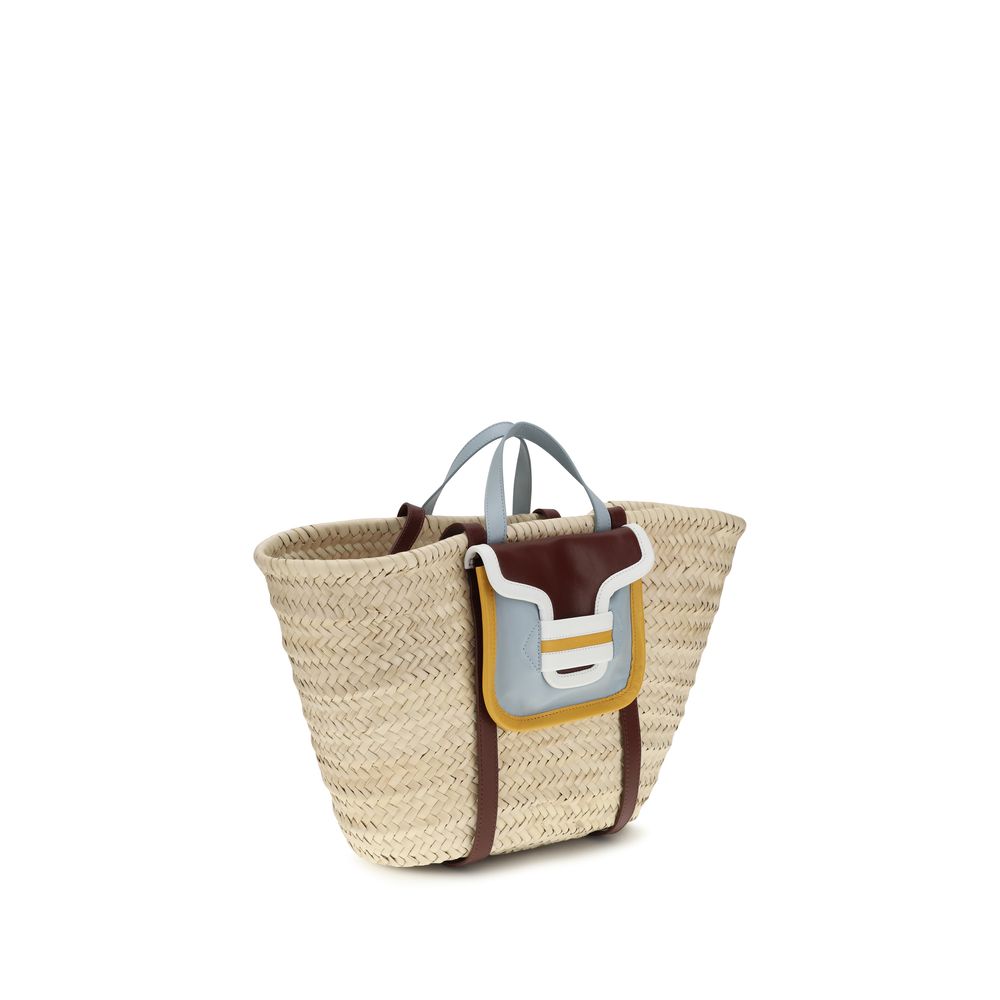 Beige Raffia Shoulder Bag