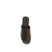 Brown Calf Leather Bos Taurus Slides