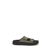 Bicolor Calf Leather Bos Taurus Flat Sandals
