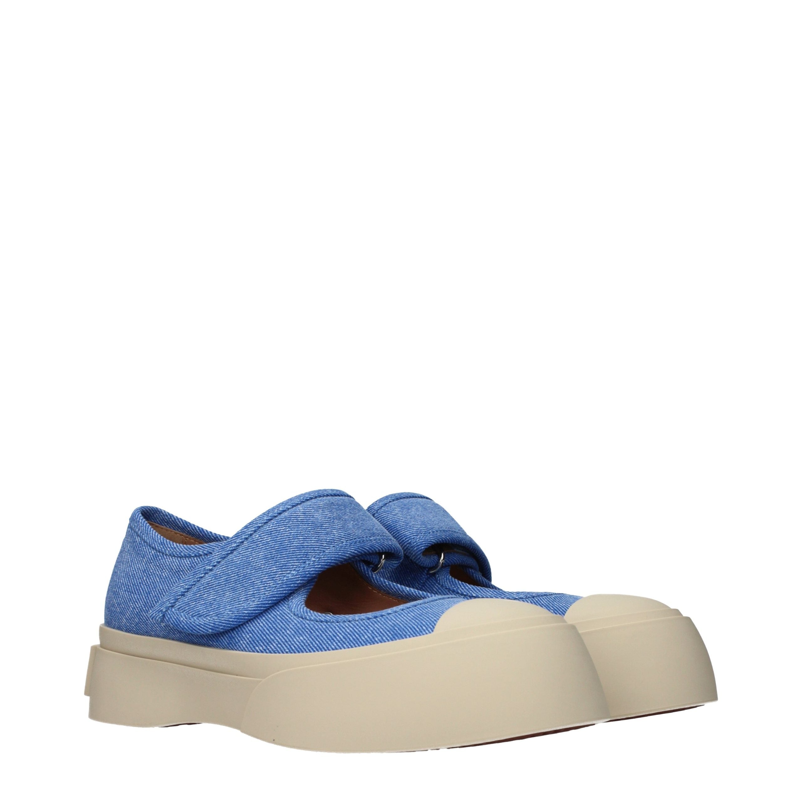 Blue Fabric Low Top Sneakers