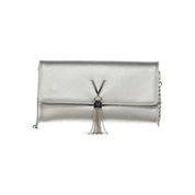 Silver Polyurethane Women Bag